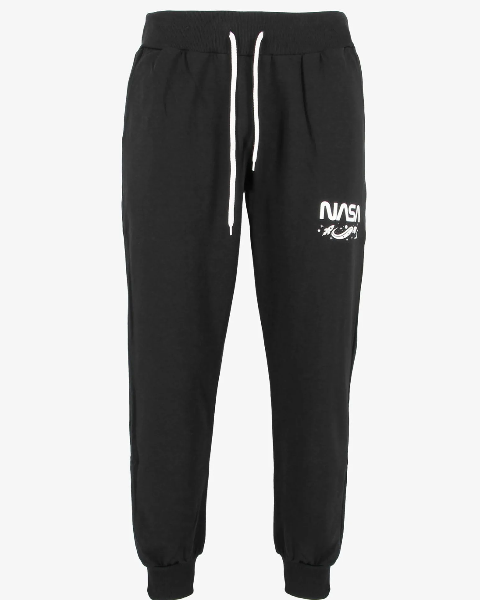 NASA - PANTALONE TUTA NERO DA UOMO CON POLSINO