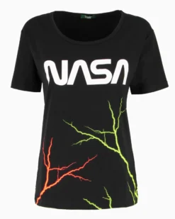 NASA - TSHIRT NERA DA DONNA LOGO NASA