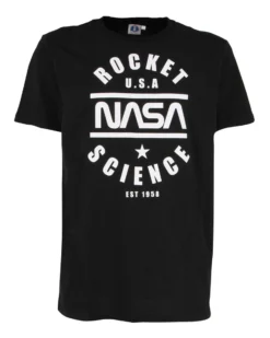NASA - Tshirt nera da uomo con stampa frontale - JL052523