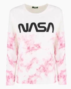 NASA - Tshirt panna a manica lunga da donna con logo