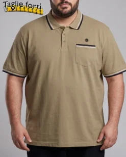 NAVY SAIL - Polo over manica corta beige