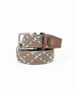 NAZARENO GABRIELLI - Cinta beige intrecciata ed elasticizzata da uomo