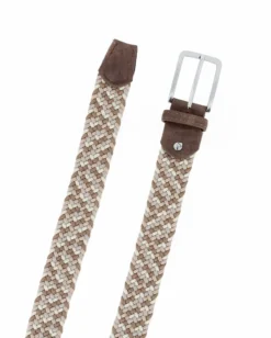 NAZARENO GABRIELLI - Cinta beige intrecciata ed elasticizzata da uomo