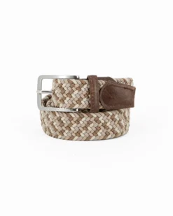 NAZARENO GABRIELLI - Cinta beige intrecciata ed elasticizzata da uomo