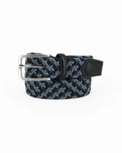 NAZARENO GABRIELLI - Cinta nera/blu intrecciata ed elasticizzata da uomo