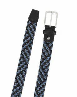 NAZARENO GABRIELLI - Cinta nera/blu intrecciata ed elasticizzata da uomo