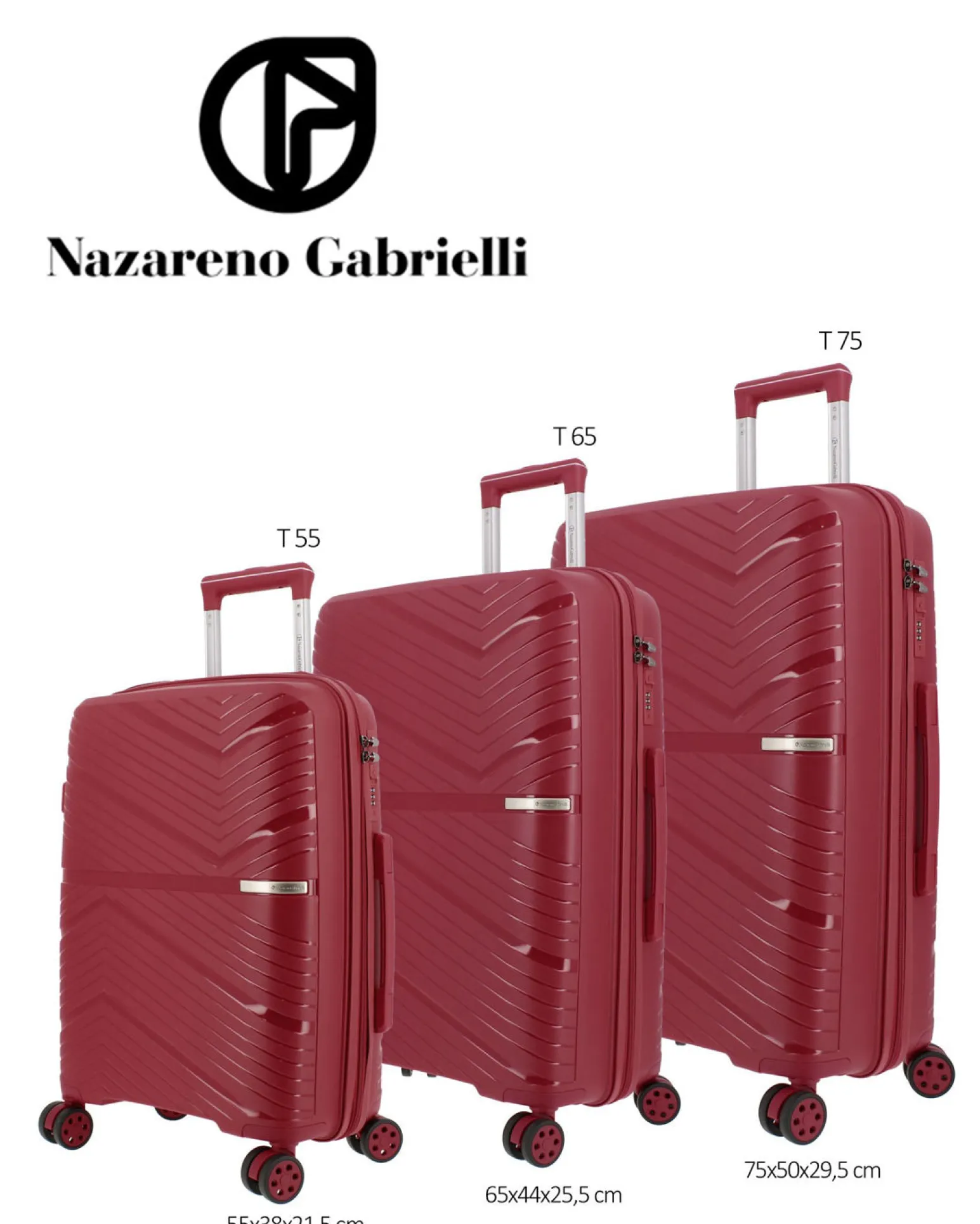 NAZARENO GABRIELLI - TROLLEY BORDEAUX IN ABS 4 RUOTE