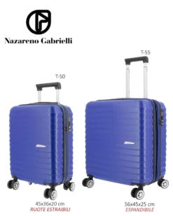 NAZARENO GABRIELLI - TROLLEY BLU IN ABS 4 RUOTE