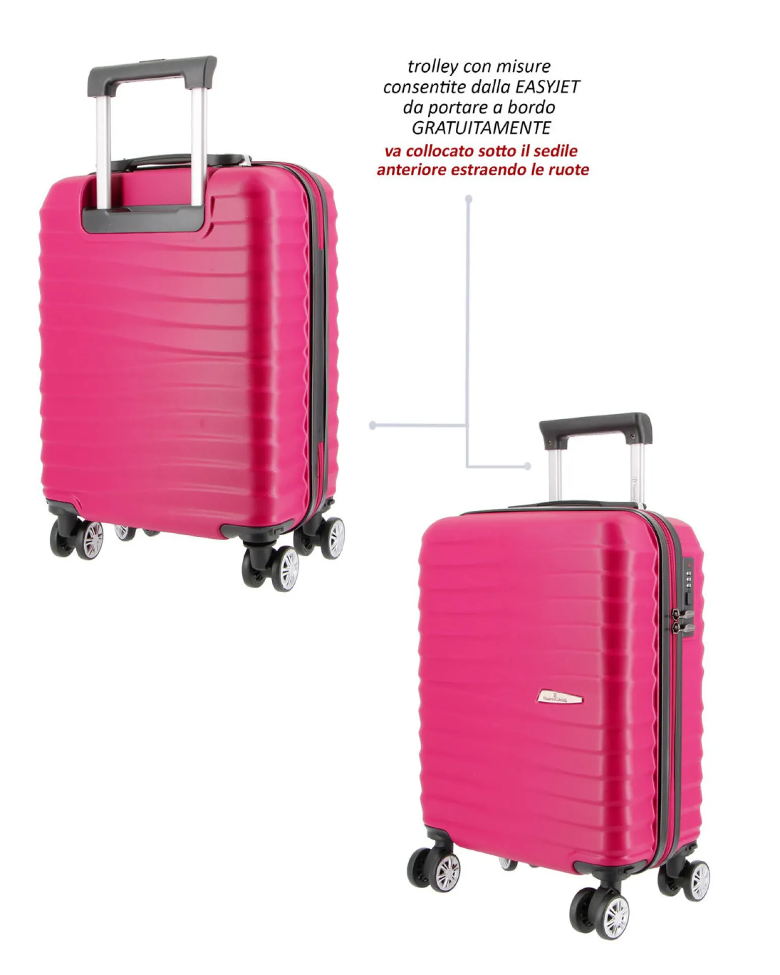 NAZARENO GABRIELLI - TROLLEY FUXIA IN ABS 4 RUOTE