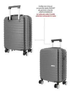 NAZARENO GABRIELLI - TROLLEY GRIGIO IN ABS 4 RUOTE