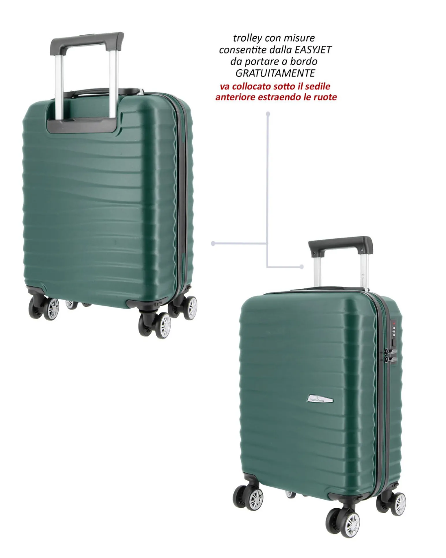 NAZARENO GABRIELLI - TROLLEY VERDE IN ABS 4 RUOTE