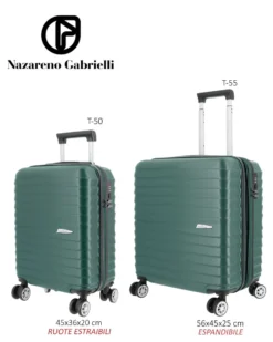 NAZARENO GABRIELLI - TROLLEY VERDE IN ABS 4 RUOTE