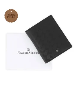 NAZZARENO GABRIELLI - Portafoglio nero da uomo in VERA PELLE