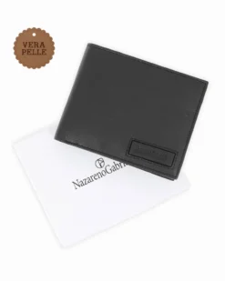 NAZZARENO GABRIELLI - Portafoglio nero da uomo in VERA PELLE