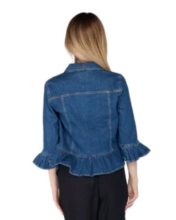 NEON&NYLON - Giubbino jeans Frill blue denim