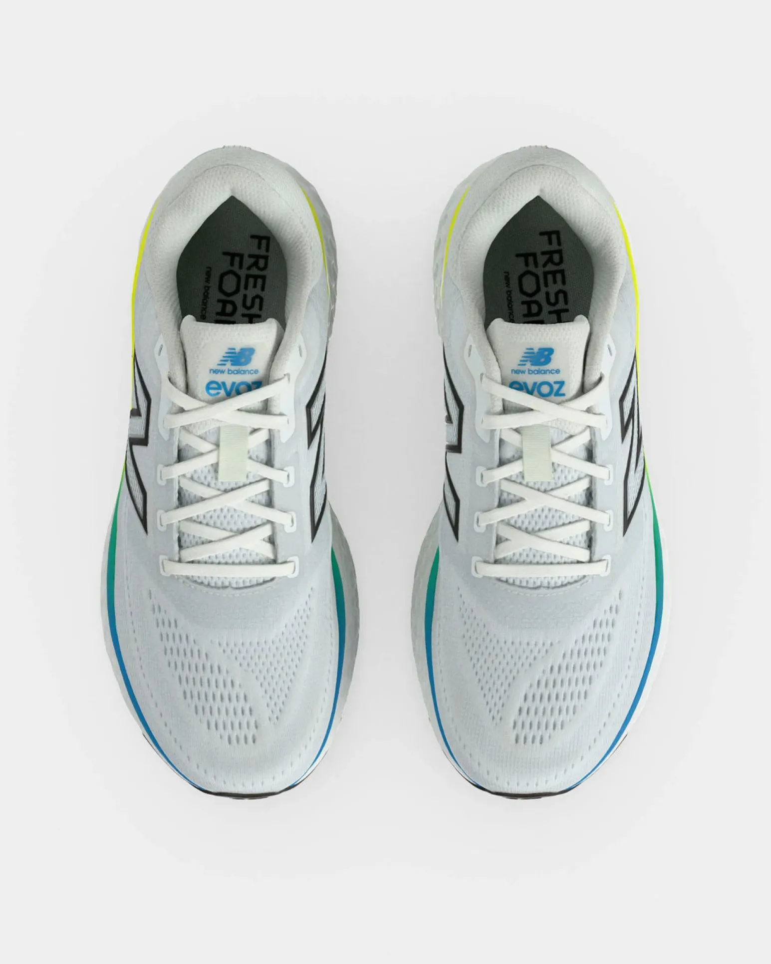 NEW BALANCE - SCARPA DA RUNNING FRESH FOAM EVOZ V4 BIANCA CON DETTAGLI GIALLO FLUO E BLU DA UOMO, MEVOZ2AM
