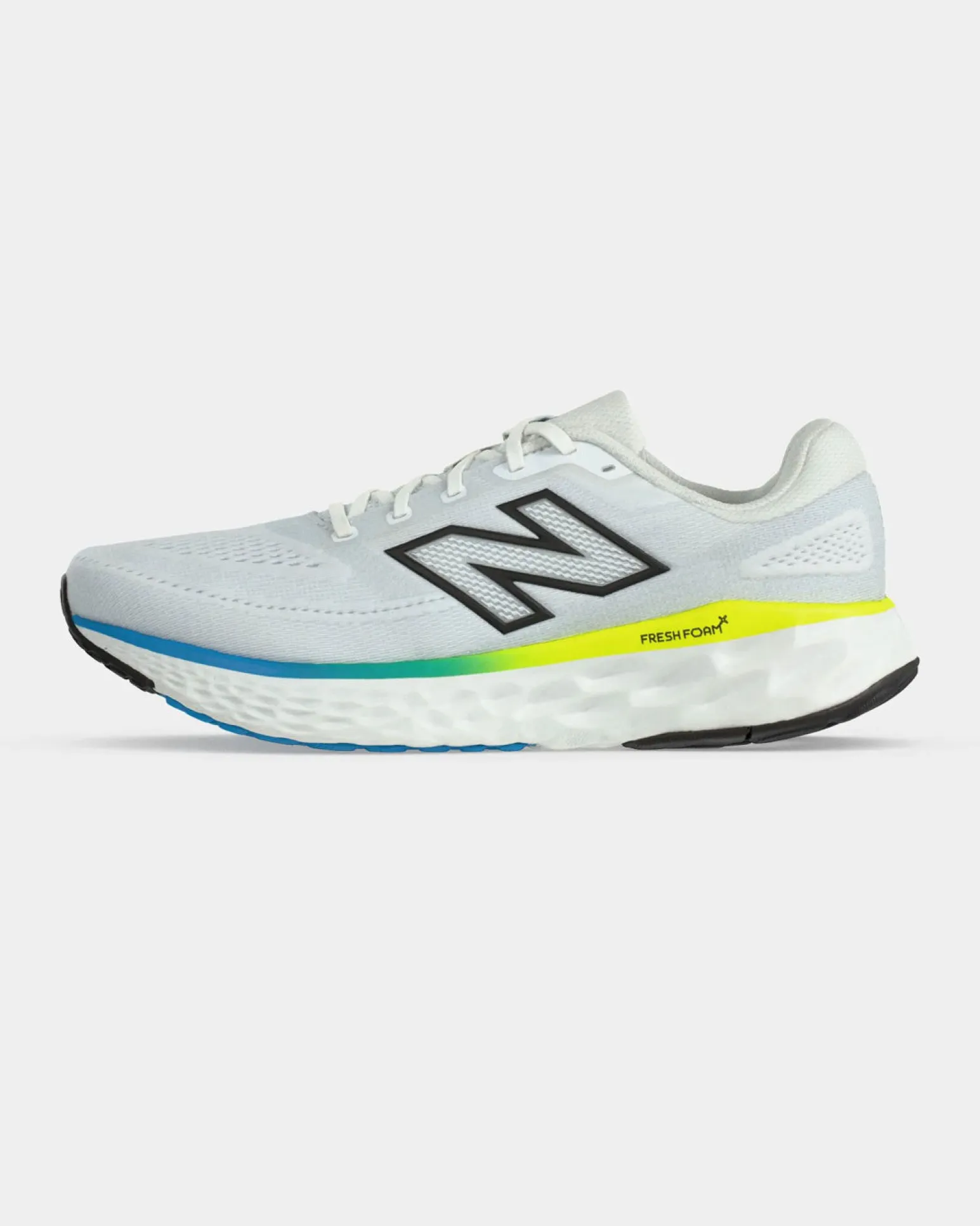 NEW BALANCE - SCARPA DA RUNNING FRESH FOAM EVOZ V4 BIANCA CON DETTAGLI GIALLO FLUO E BLU DA UOMO, MEVOZ2AM