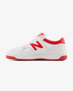 NEW BALANCE 480 - Sneaker da donna bianche e rosse in VERA PELLE con suola in gomma