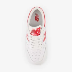 NEW BALANCE 480 - Sneaker da donna bianche e rosse in VERA PELLE con suola in gomma