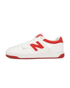 NEW BALANCE 480 - Sneaker da uomo bianche e rosse in VERA PELLE con soletta Ortholite