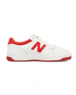 NEW BALANCE 480 - Sneaker da uomo bianche e rosse in VERA PELLE con soletta Ortholite