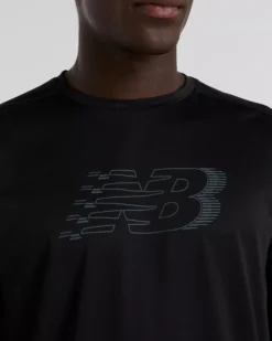 NEW BALANCE - T-SHIRT MEZZA MANICA ESSENTIALS PRINTED RUN  NERA DA UOMO, MT51206BK