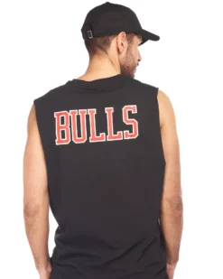 NEW ERA - Canotta da uomo nera in cotone con logo Chicago Bulls