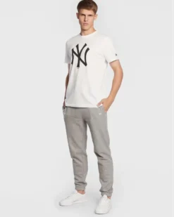 NEW ERA - T shirt girocollo nera in cotone con logo bianco