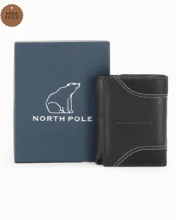 NORTH POLE - Portafoglio nero da uomo in VERA PELLE