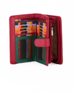 NORTH POLE - Portafoglio rosso in VERA PELLE da donna con pattina
