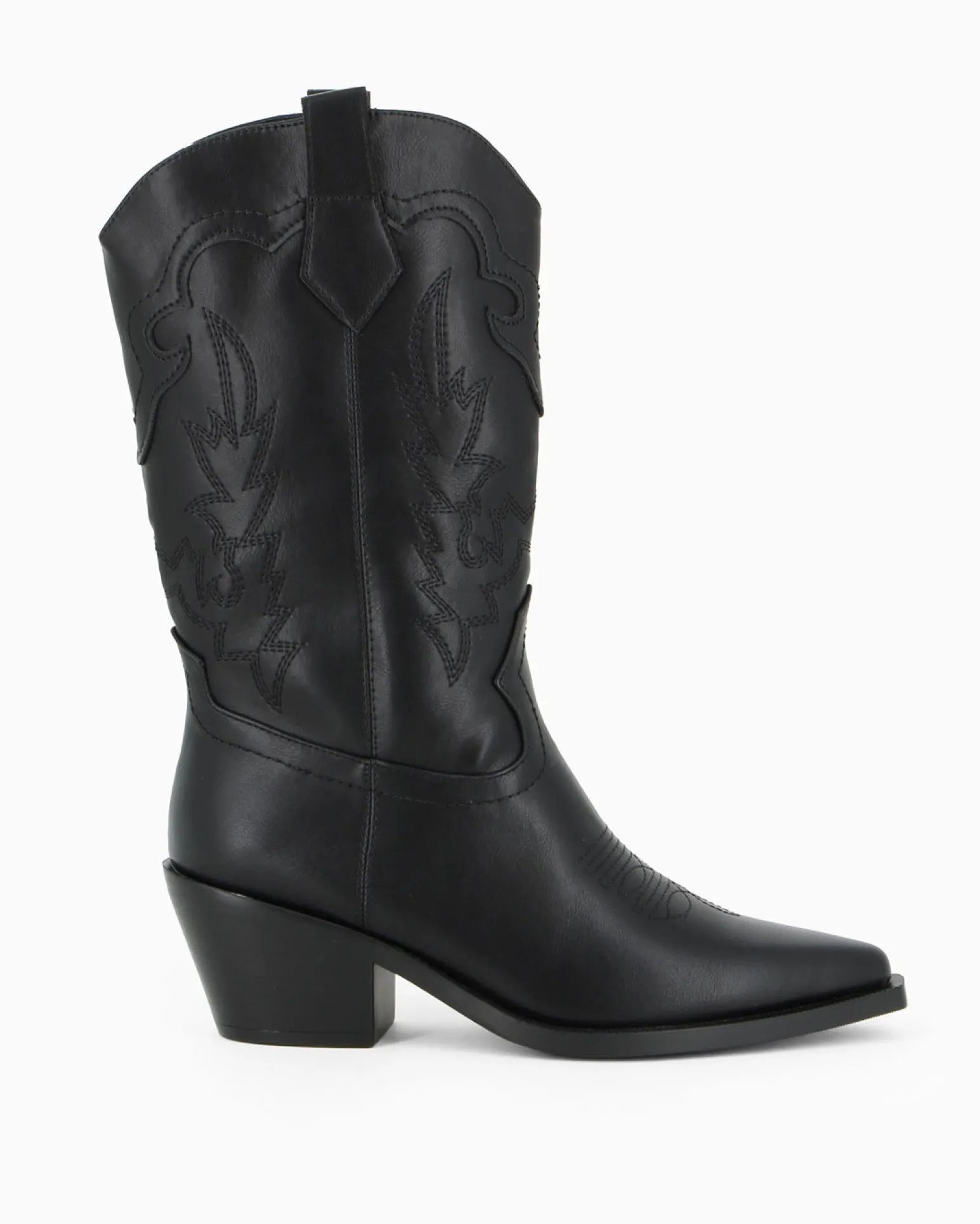NUA' - Stivale texano nero con zip laterale, tacco 6CM