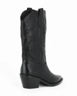 NUA' - Stivale texano nero con zip laterale, tacco 6CM