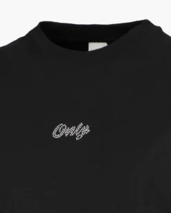 ONLY - MAGLIA MANICA LUNGA NERA  CON LOGO STRASS DA DONNA, 10114