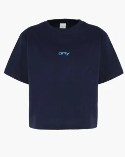 ONLY - T-SHIRT MEZZA MANICA BLU CON DETTAGLI CELESTI DA DONNA  -  10100