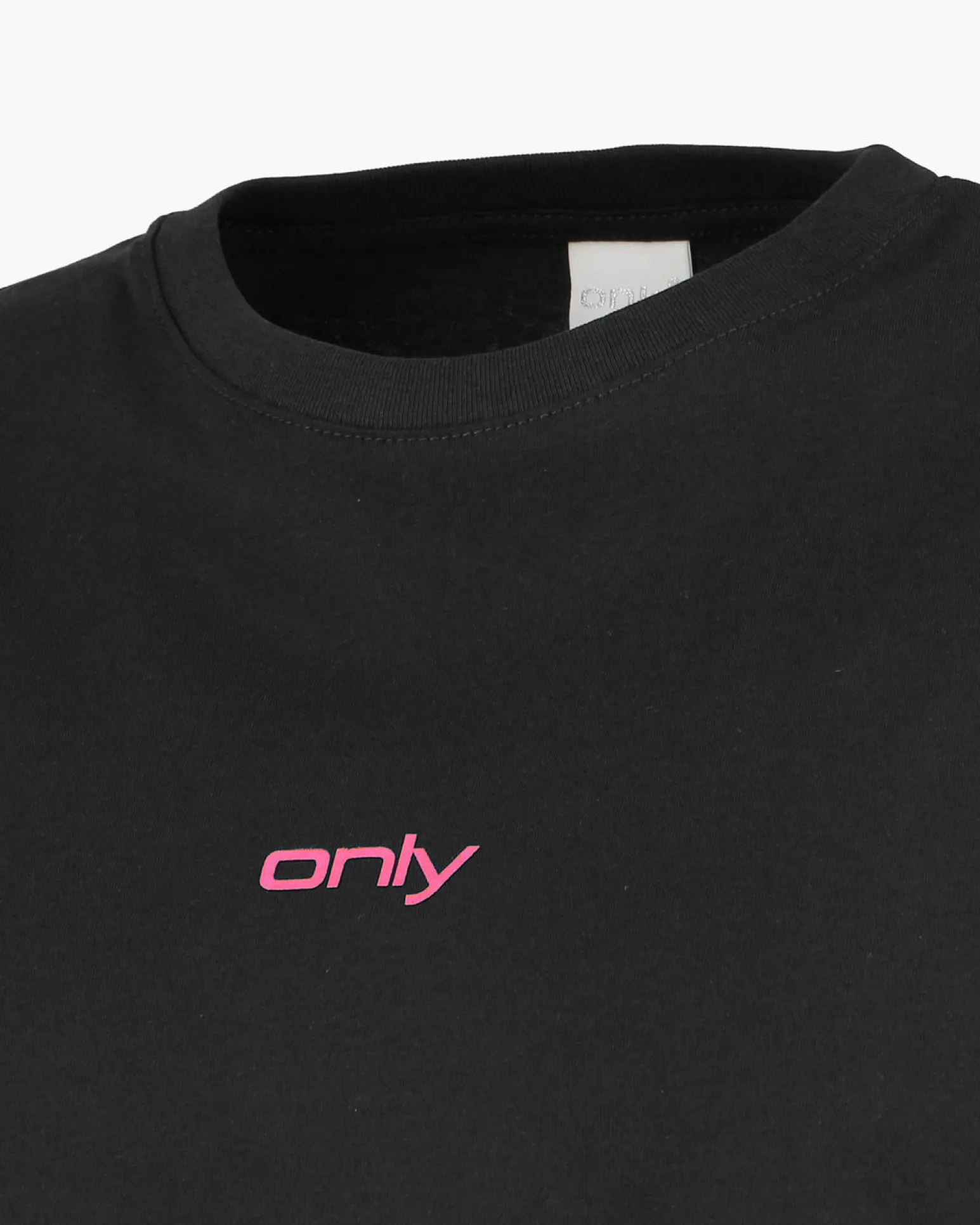 ONLY - T-SHIRT MEZZA MANICA NERA CON DETTAGLI FUXIA DA DONNA - 10100