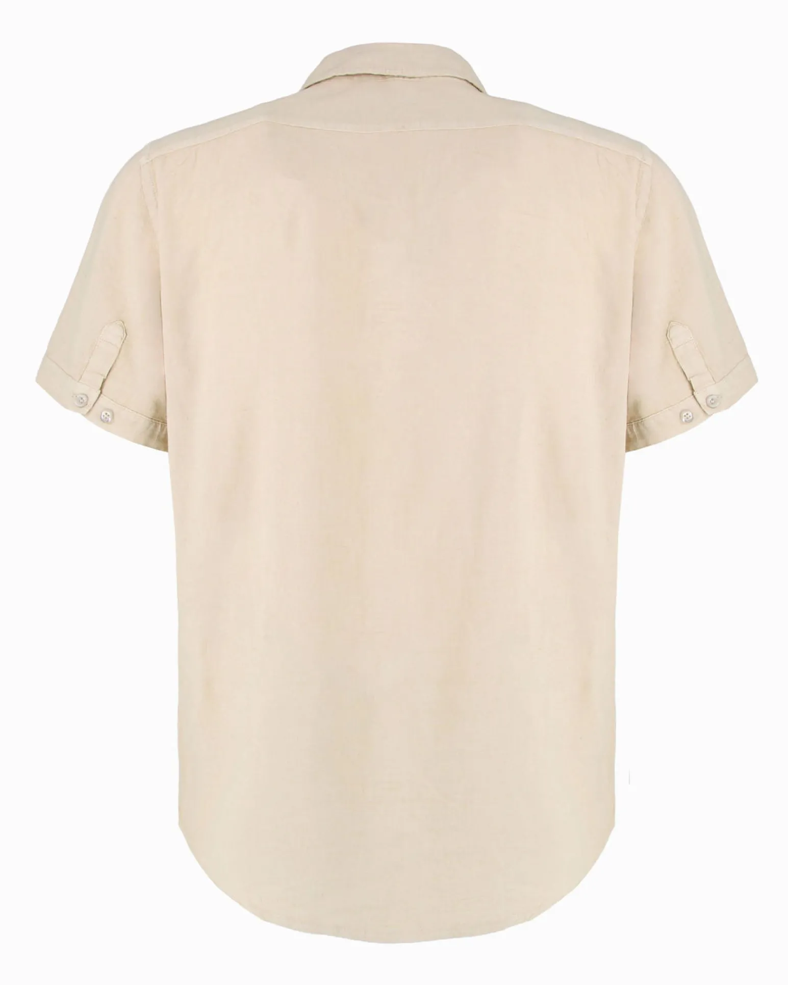 ON SPIRIT - Camica mezza manica collo classico beige lino-viscosa