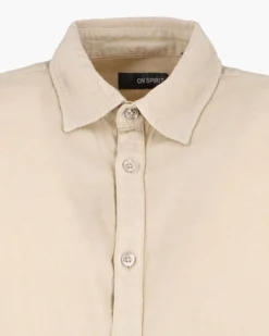ON SPIRIT - Camica mezza manica collo classico beige lino-viscosa