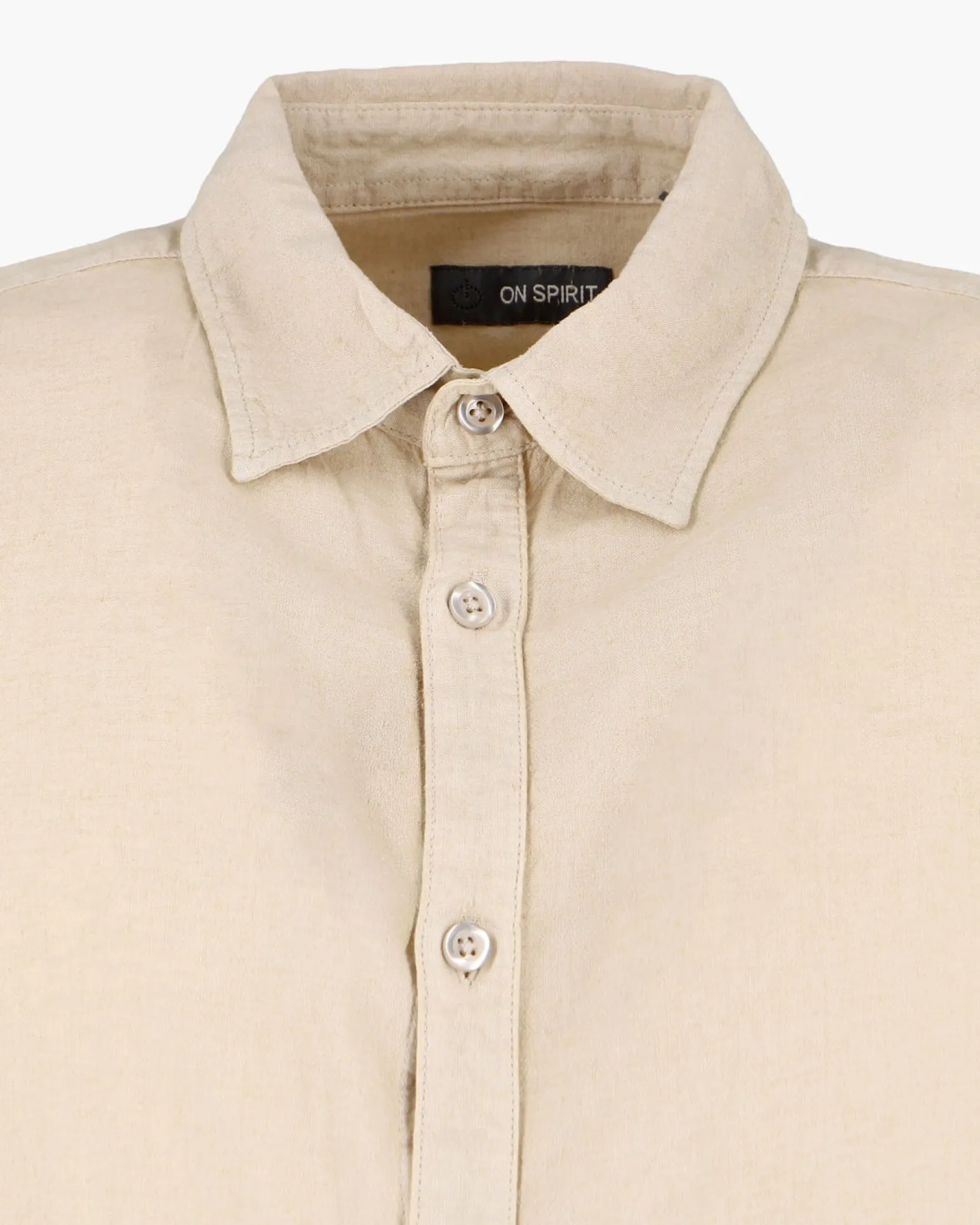 ON SPIRIT - Camica mezza manica collo classico beige lino-viscosa