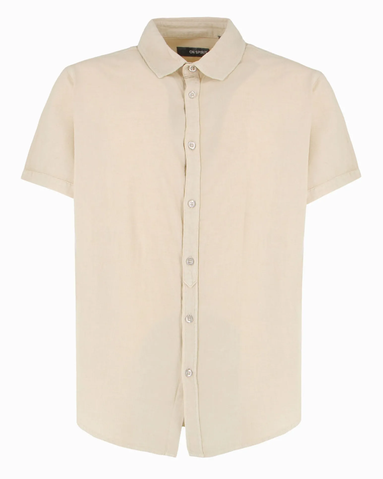 ON SPIRIT - Camica mezza manica collo classico beige lino-viscosa