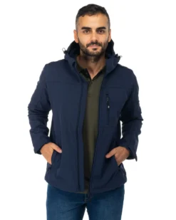 ON SPIRIT - GIACCA BLU IN SOFTSHELL CON CAPPUCCIO DA UOMO AU01953
