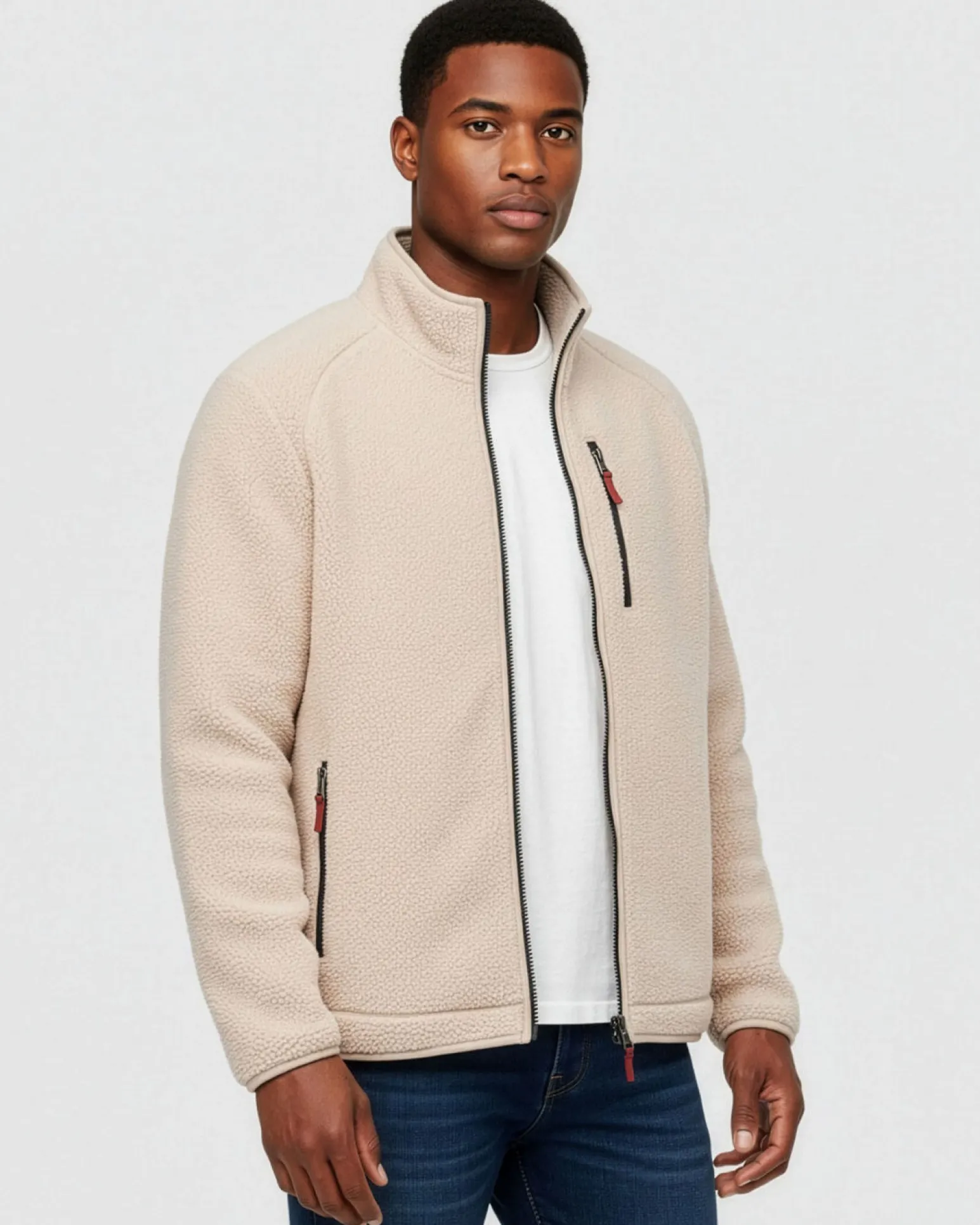 ON SPIRIT - GIACCA IN SHERPA UOMO BEIGE FULL ZIP- BORGHY