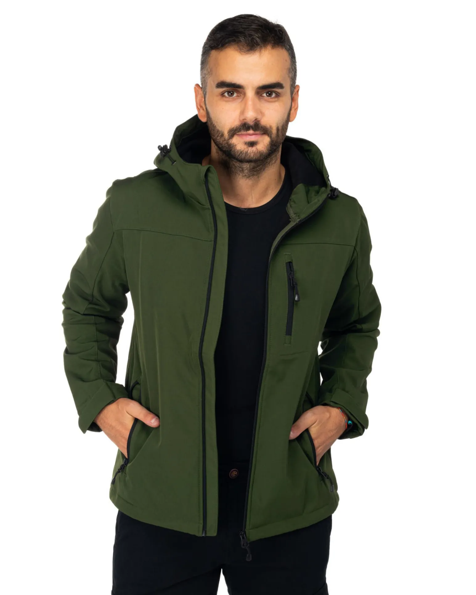 ON SPIRIT - GIACCA VERDE IN SOFTSHELL CON CAPPUCCIO DA UOMO AU01953
