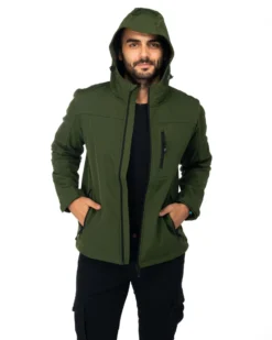 ON SPIRIT - GIACCA VERDE IN SOFTSHELL CON CAPPUCCIO DA UOMO AU01953