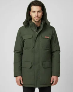 ON SPIRIT - GIUBBINO CON CAPPUCCIO FULL ZIP E BOTTONI DA UOMO VERDE MILITARE, GIDEON