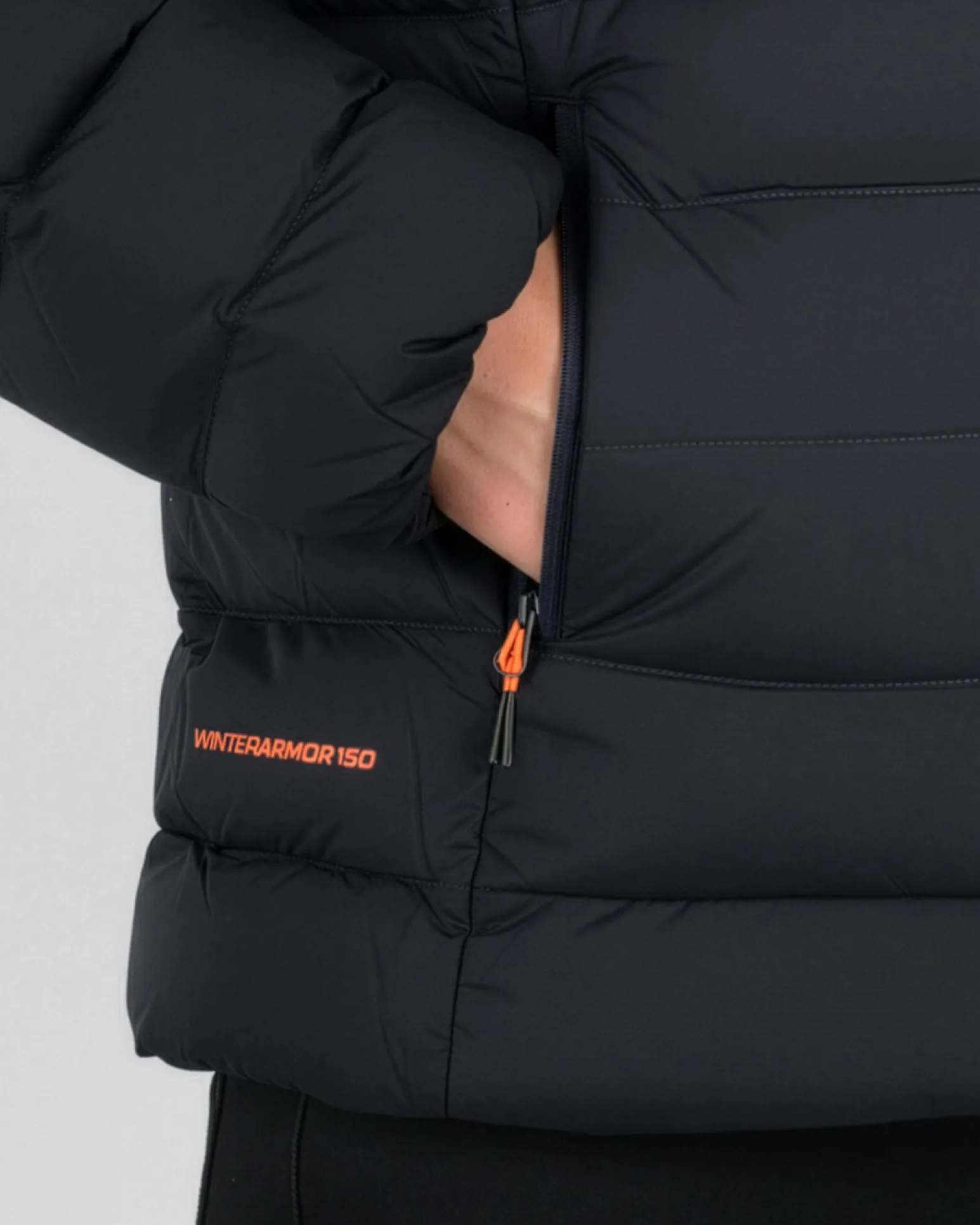 ON SPIRIT - GIUBBINO CON CAPPUCCIO FULL ZIP DA UOMO NERO CON DETTAGLI ARANCIONI FLUO, LEANDRO