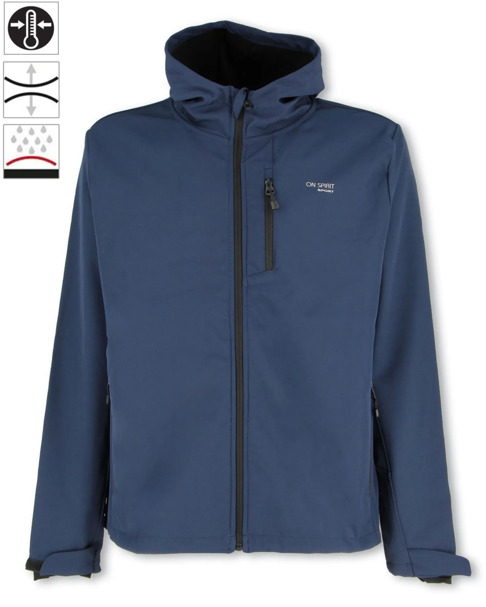 ON SPIRIT - GIUBBINO CON CAPPUCCIO FELPATO SOFTSHELL UOMO BLU SCURO- MAURO
