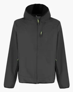ON SPIRIT - GIUBBINO CON CAPPUCCIO SOFTSHELL UOMO NERO CON DETTAGLI VERDE FLUO - TADEO
