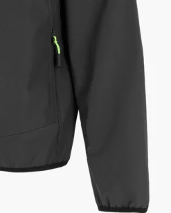 ON SPIRIT - GIUBBINO CON CAPPUCCIO SOFTSHELL UOMO NERO CON DETTAGLI VERDE FLUO - TADEO