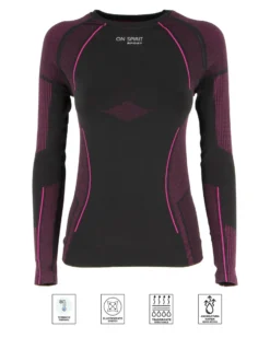 ON SPIRIT -  MAGLIA TERMICA DONNA NERA E FUXIA OLGA   - AD9V180