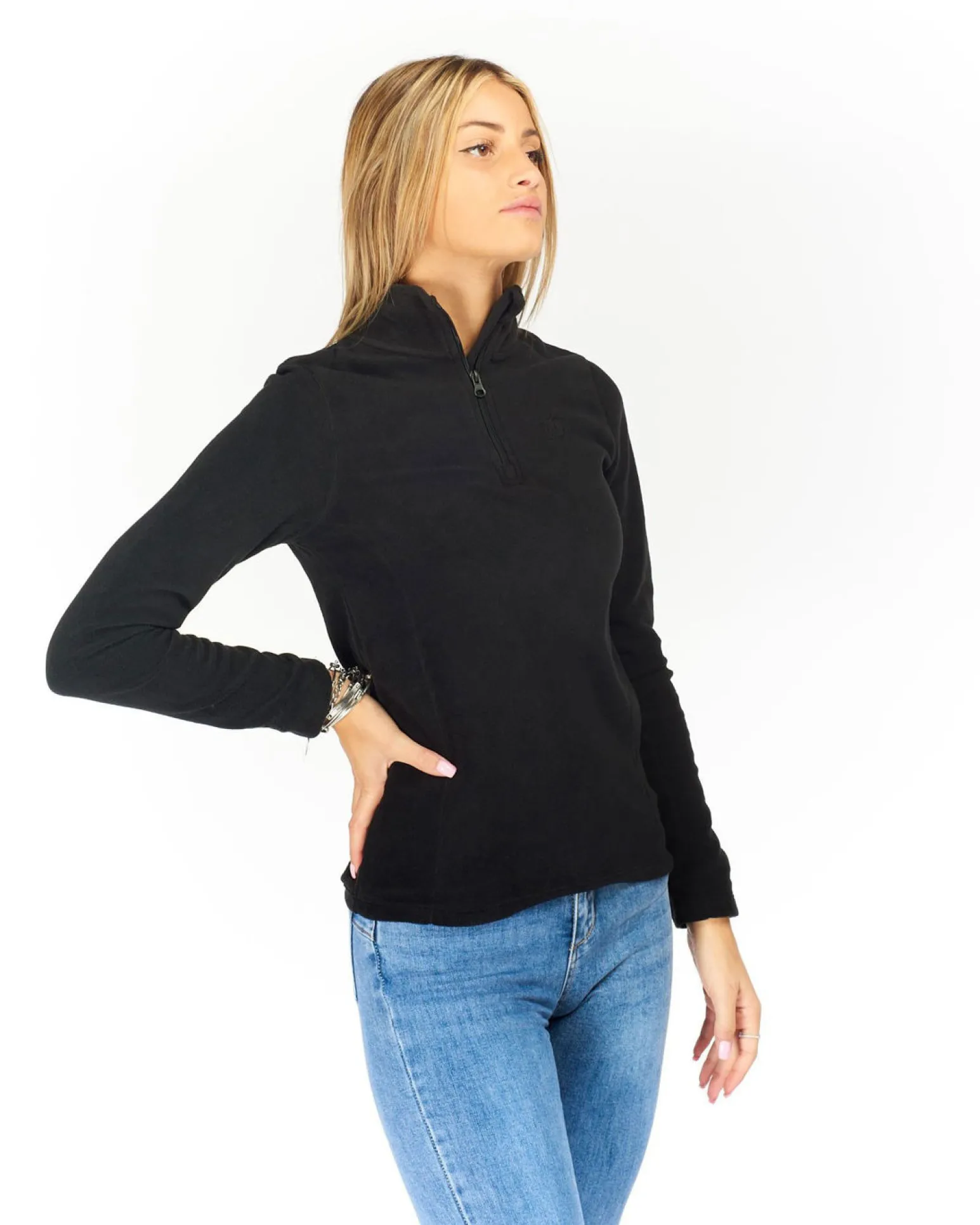 ON SPIRIT - MICROPILE DONNA MEZZA ZIP NERO - VALENTINA